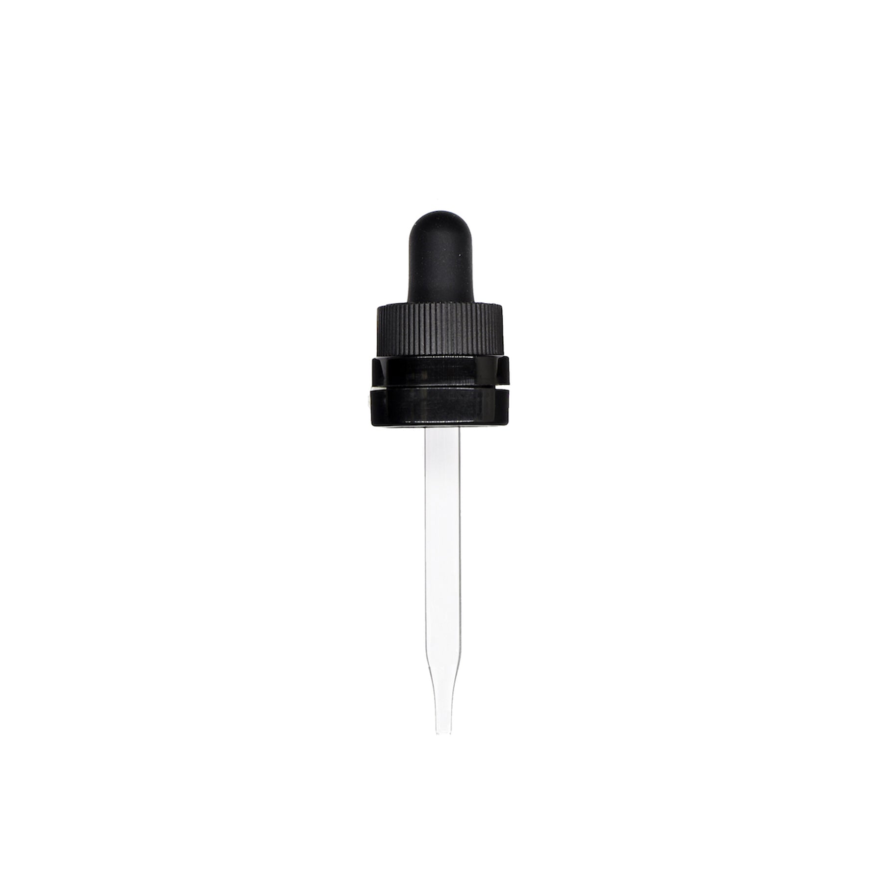18-415 Black PP Plastic CRC and Tamper Evident Dropper with 77mm Straight Glass Pipette