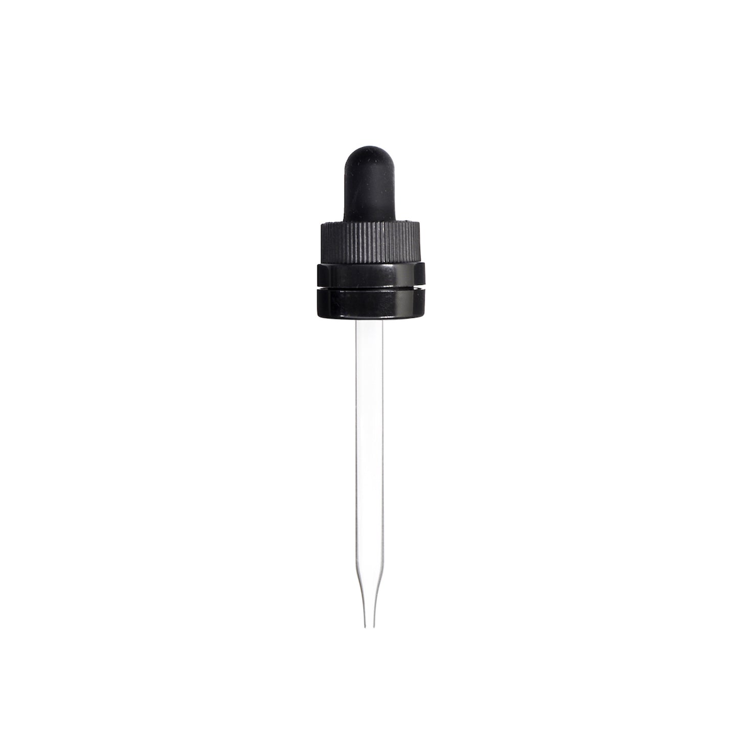 18-415 Black PP Plastic CRC and Tamper Evident Dropper with 94mm Straight Glass Pipette