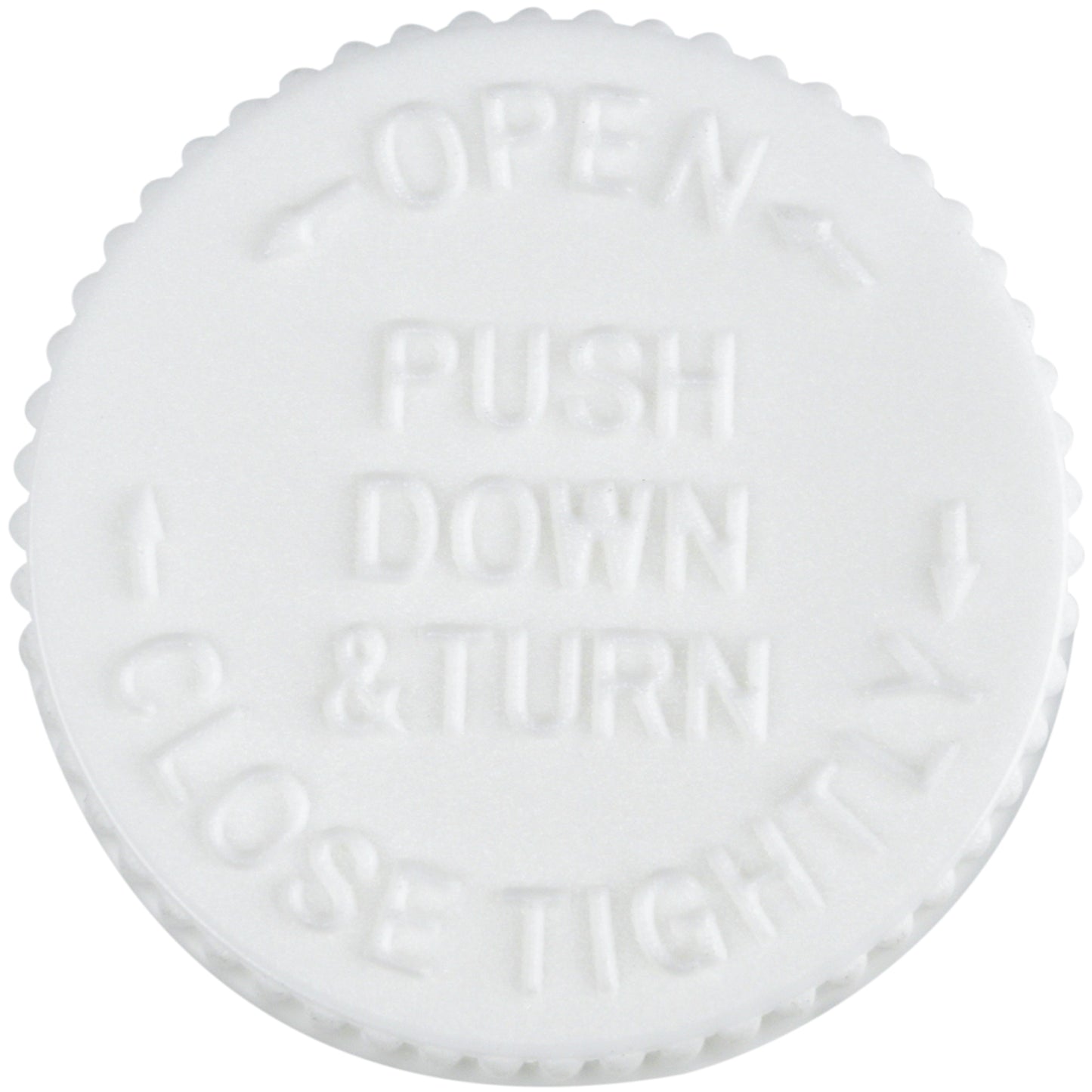 20-400 White Ribbed Skirt CRC PDT Open/Close Cap top view