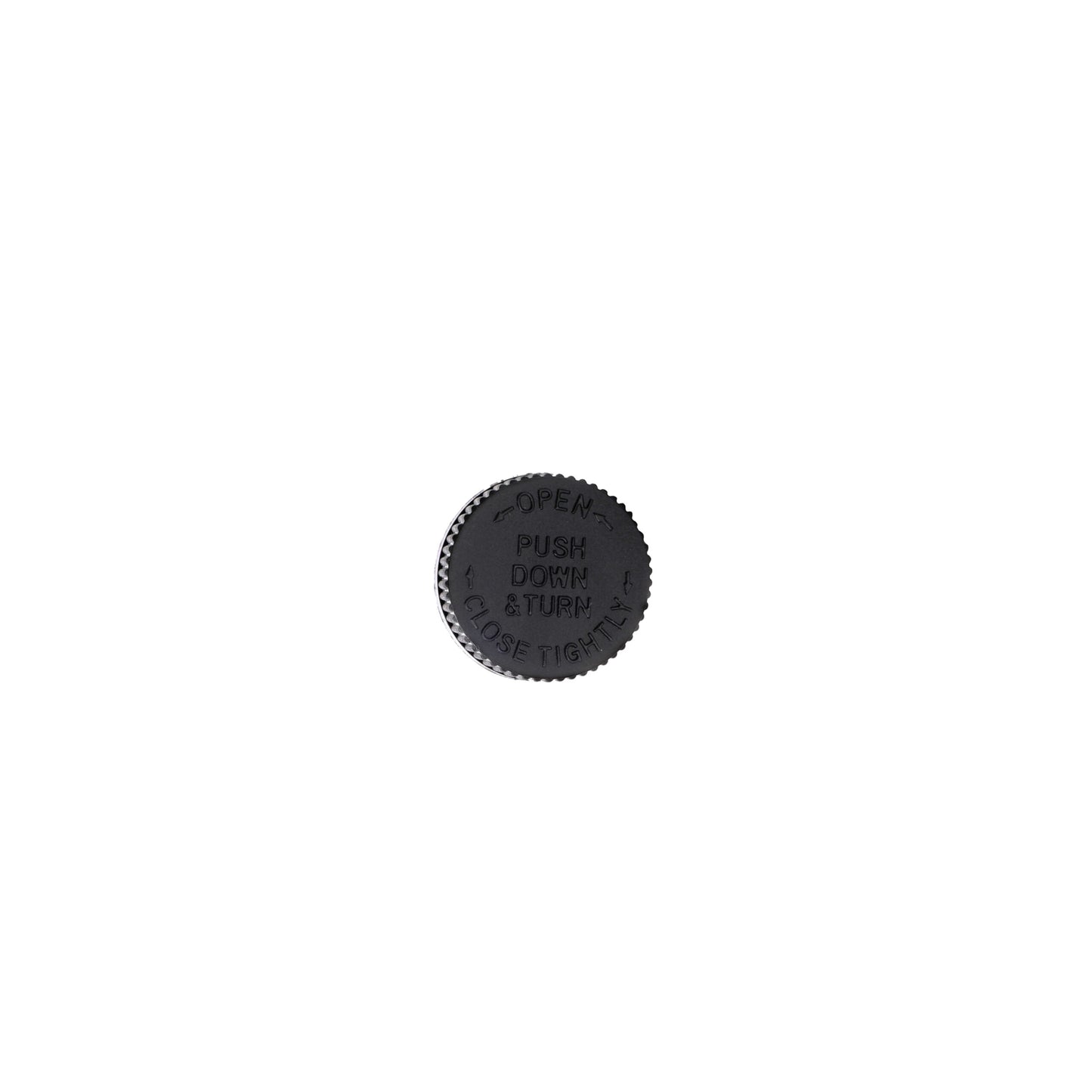 Top view of 20-400 Black Ribbed Skirt CRC PDT Open/Close Cap