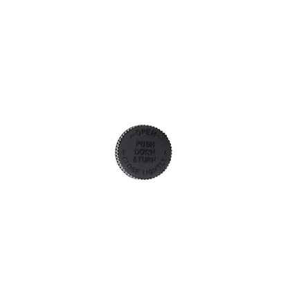 Top view of 20-400 Black Ribbed Skirt CRC PDT Open/Close Cap