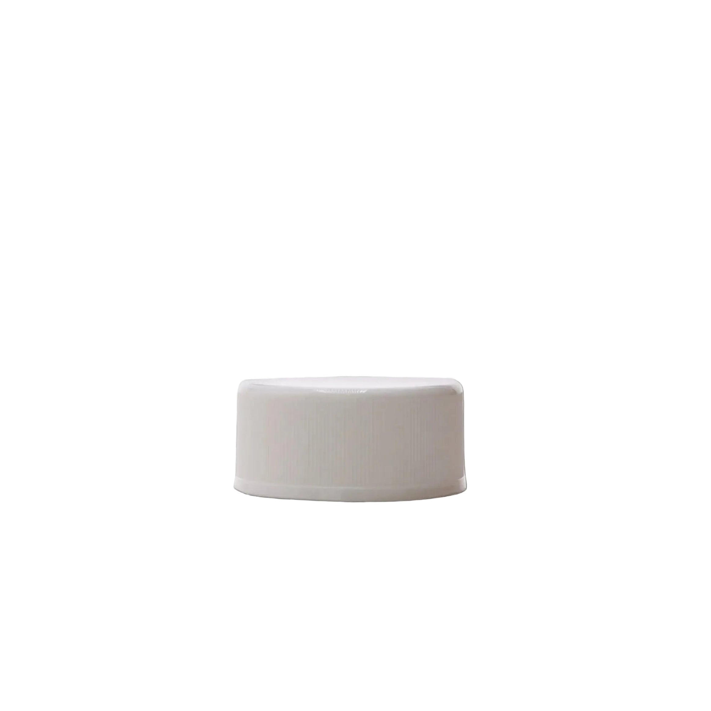 Side view of 28-400 White Ribbed Skirt CRC Cap