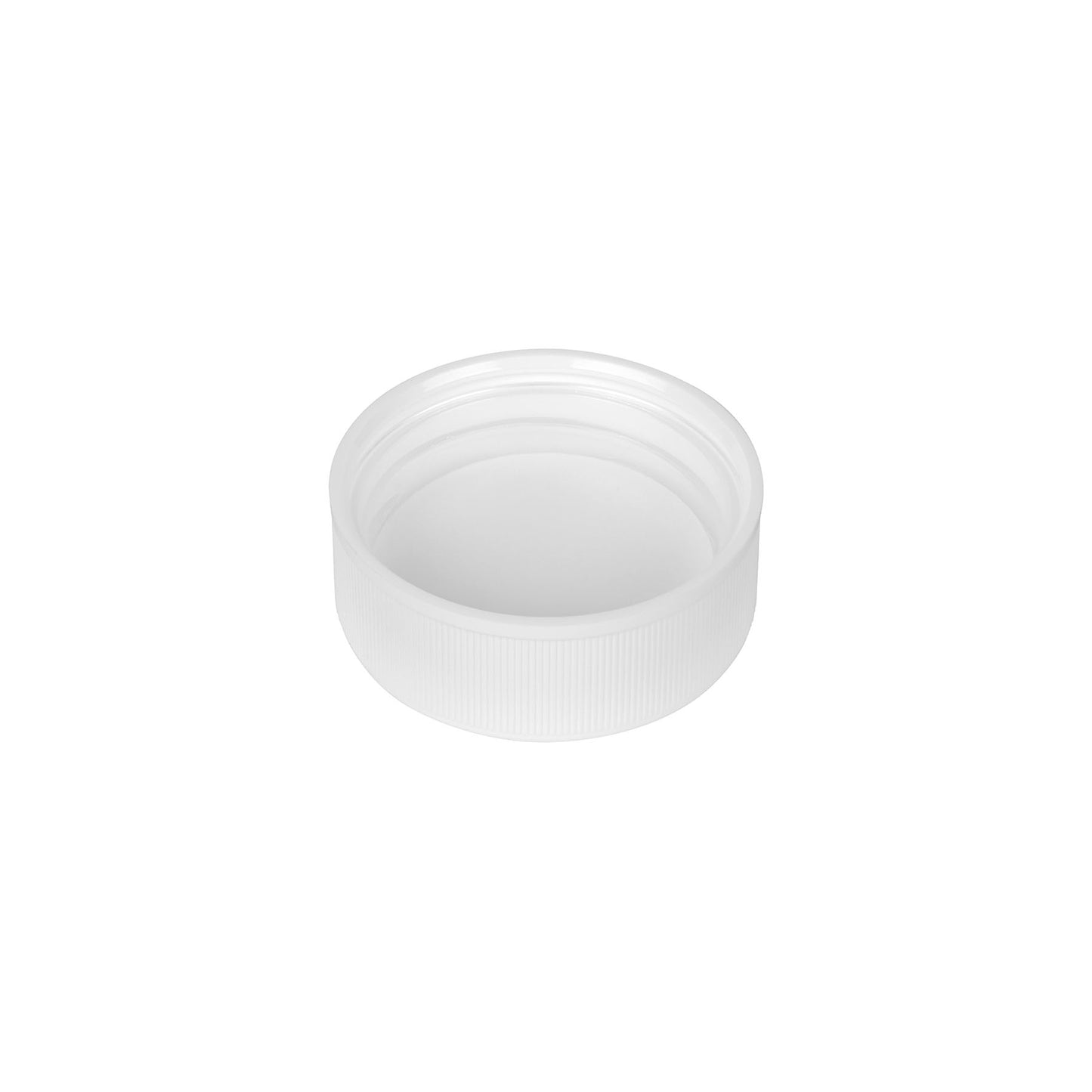 38-400 White Ribbed Skirt CRC Cap with PE Liner