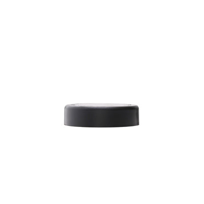 side view 50-400 Black Frosted Smooth Skirt CRC PDT Cap with PE Liner