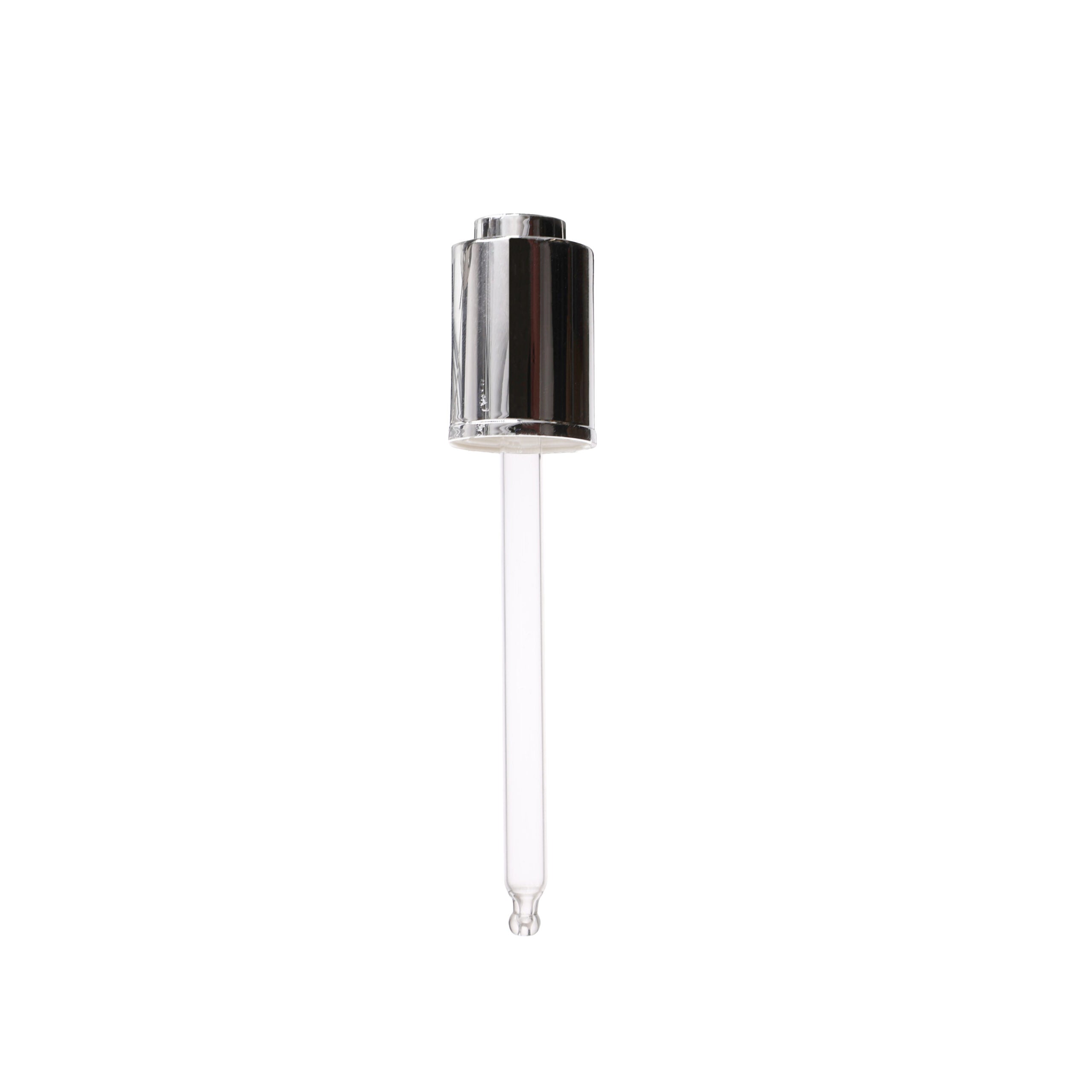 20-400 Shiny Silver Push Down Button Dropper with 101mm Curved Round Pipette