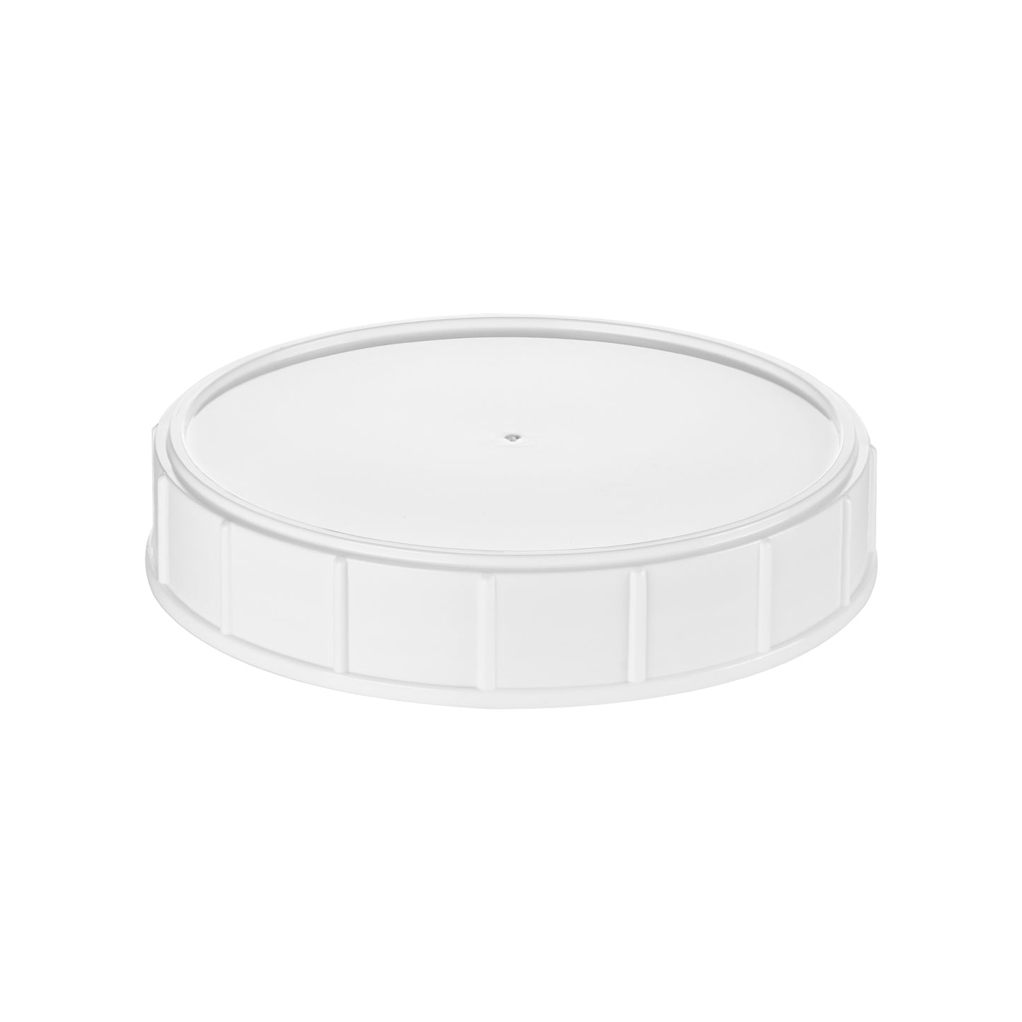 120-410 White Continuous Thread Wide Ribbed Deep Skirt Lid with HIS Liner for HDPE