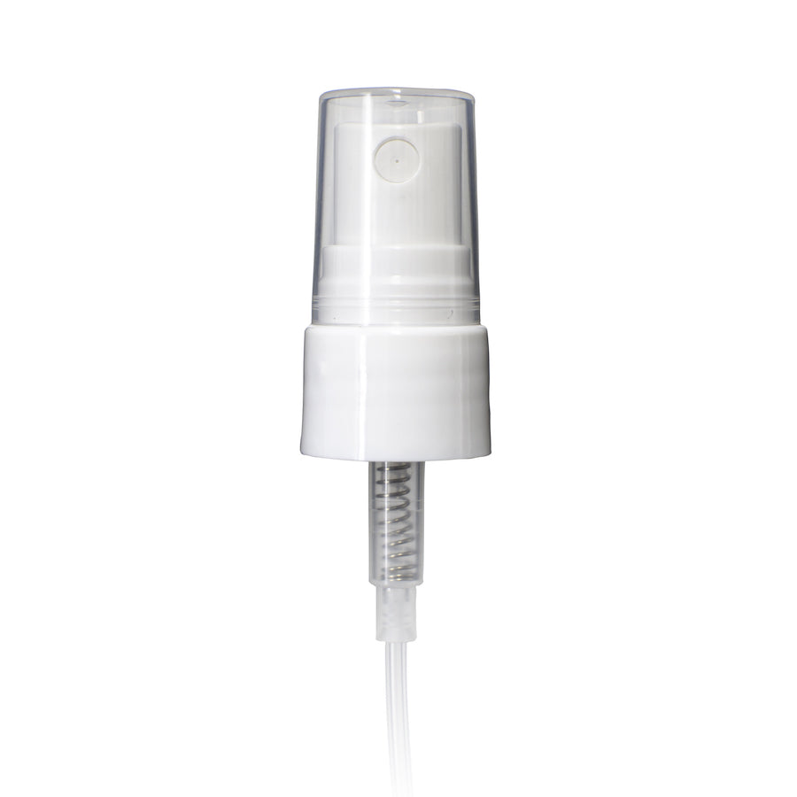 White PP 20-410 Smooth Skirt Fine Mist Fingertip Sprayer with Clear Overcap