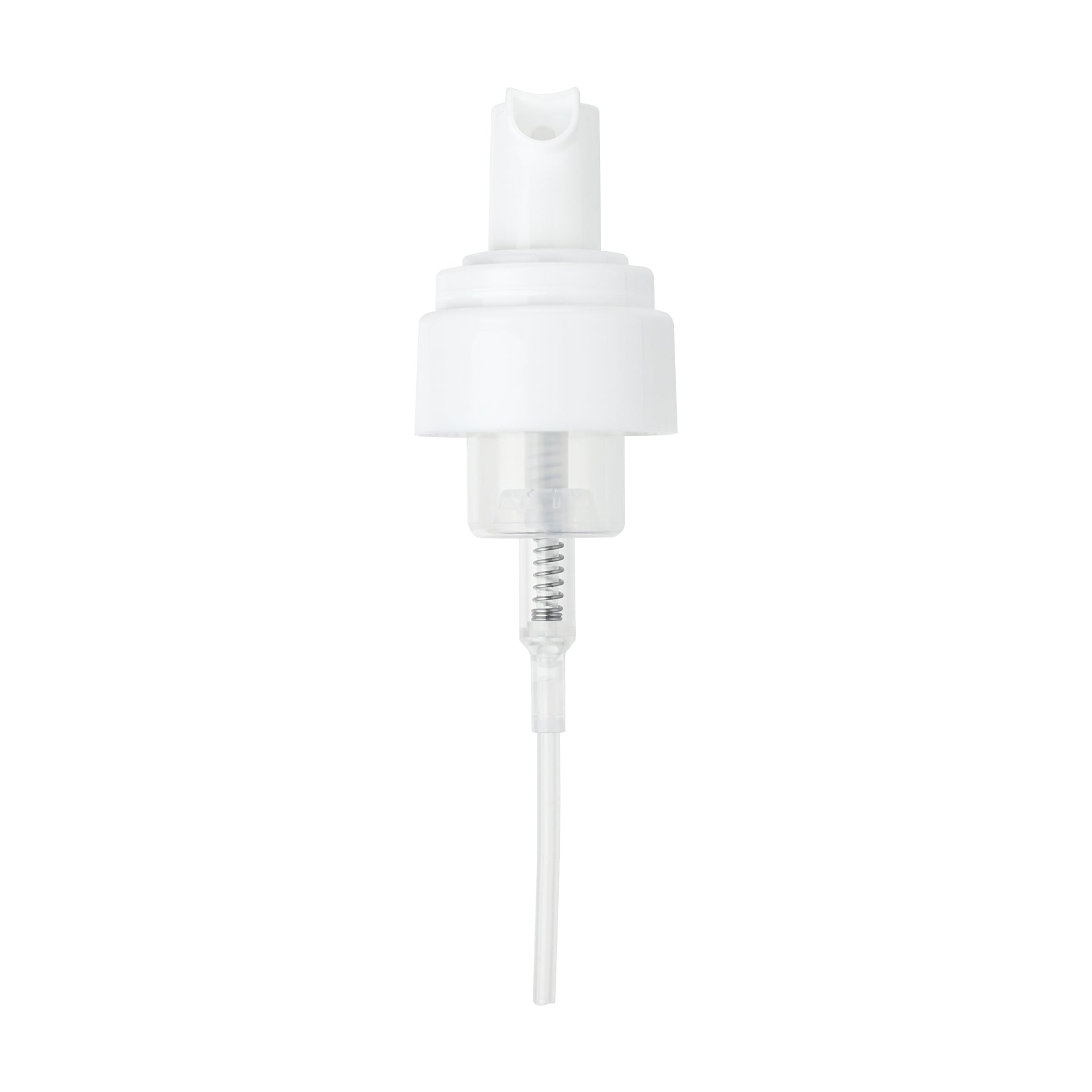 30-400 White Smooth Skirt Foamer Pump with Clear Dome Plastic Cap and 50mm Dip Tube