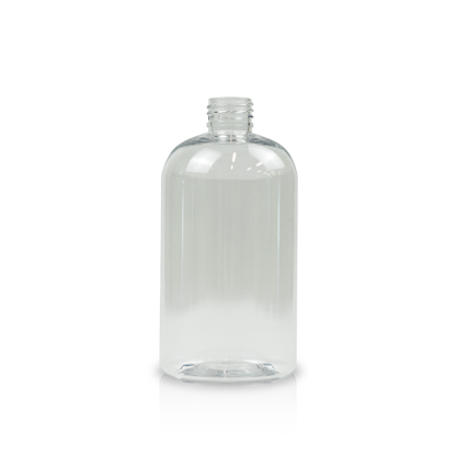 12 oz PET Plastic Boston Round Bottle with 24-410 Neck Finish Clear
