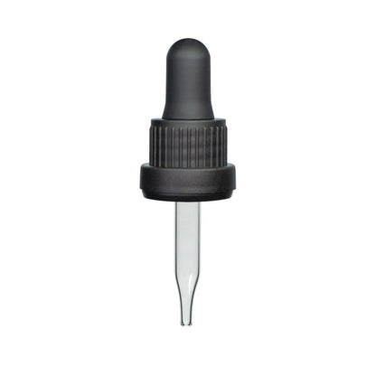 10 ml Black Glass Dropper with Tamper Evident Seal (18-400)(Heavy Duty)