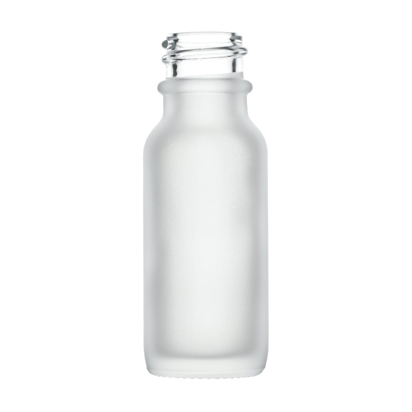 0.5 oz (15ml) Clear Frosted Boston Round Glass Bottle with 18-400 Neck Finish