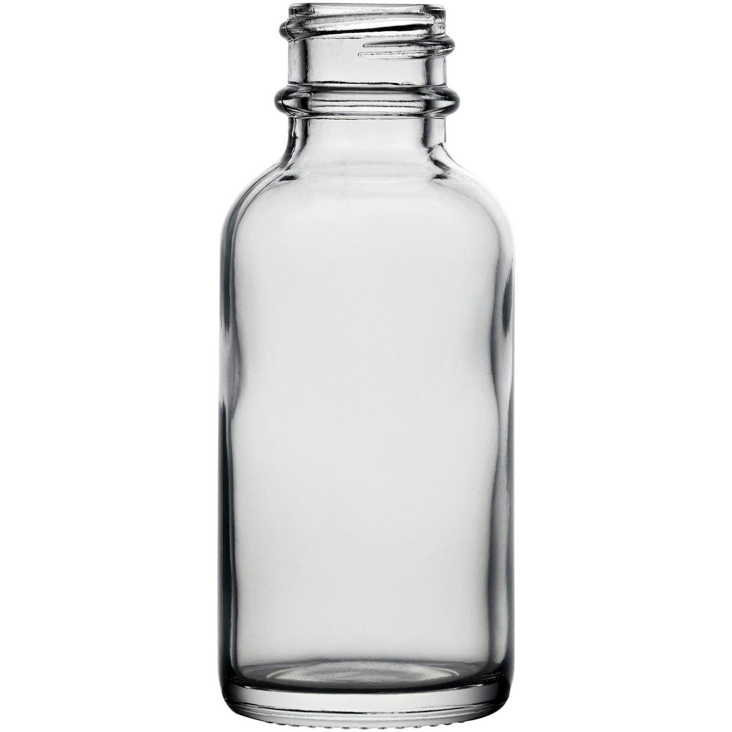 1 oz (30 ml) Clear Glass Boston Round Bottles 20-400 Neck Finish body