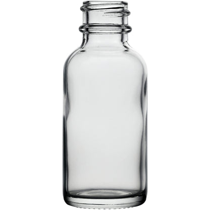1 oz (30 ml) Clear Glass Boston Round Bottles 20-400 Neck Finish body