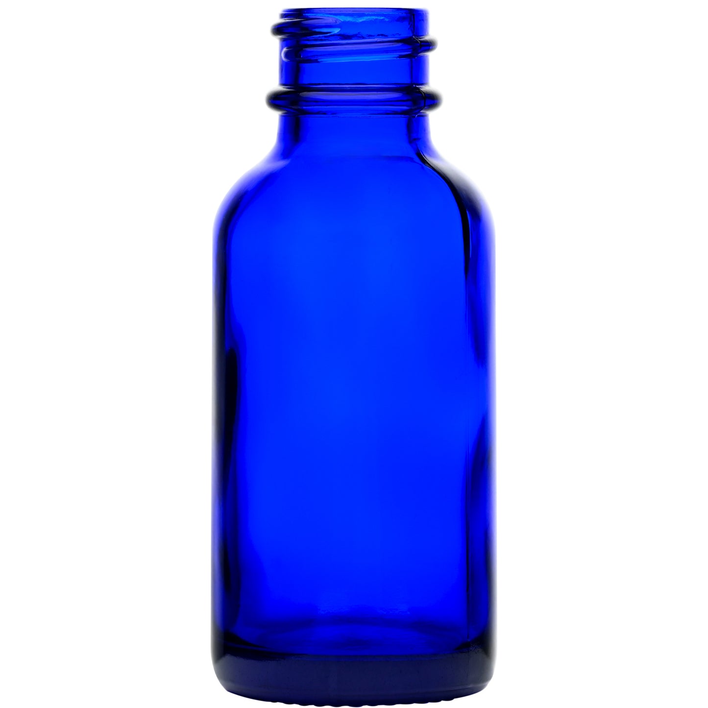 1 oz (30 ml) Cobalt Blue Glass Boston Round Bottles 20-400 Neck Finish body