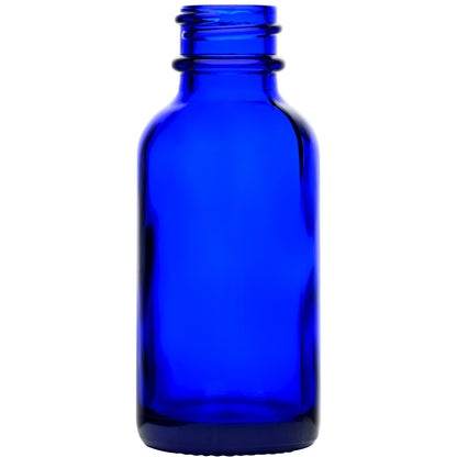 1 oz (30 ml) Cobalt Blue Glass Boston Round Bottles 20-400 Neck Finish body