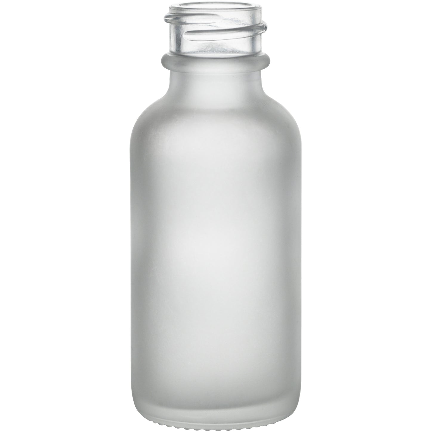 1 oz (30 ml) Clear Frosted Glass Boston Round Bottles 20-400 Neck Finish body