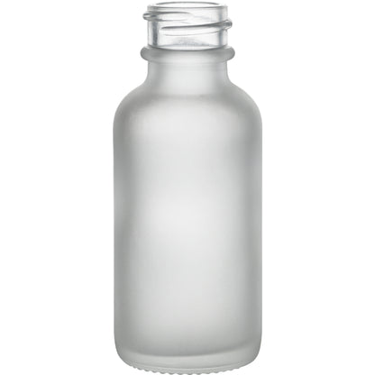 1 oz (30 ml) Clear Frosted Glass Boston Round Bottles 20-400 Neck Finish body
