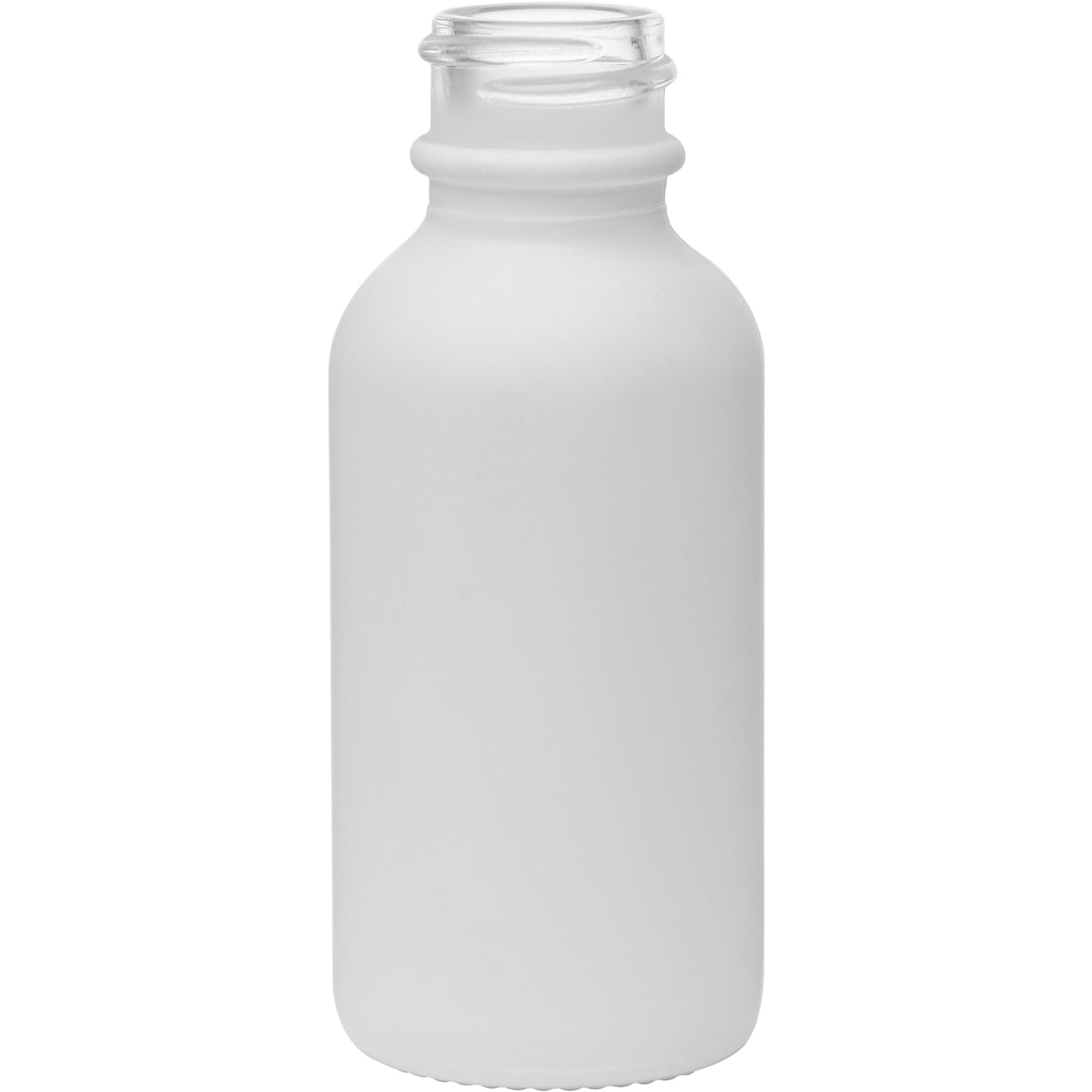 1 oz (30 ml) Matte White Glass Boston Round Bottles 20-400 Neck Finish body