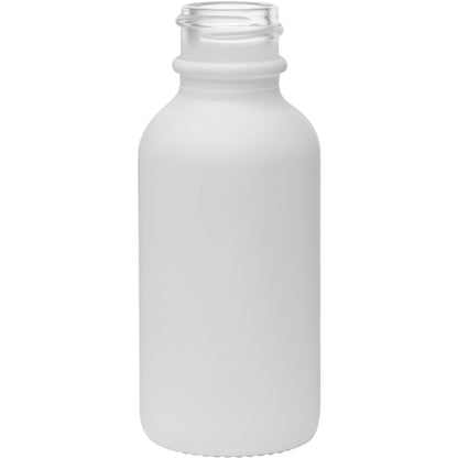 1 oz (30 ml) Matte White Glass Boston Round Bottles 20-400 Neck Finish body