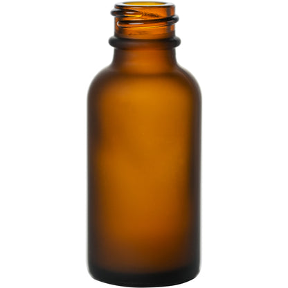 1 oz (30 ml) Frosted Amber Boston Round Glass Bottle with 20-400 Neck Finish body