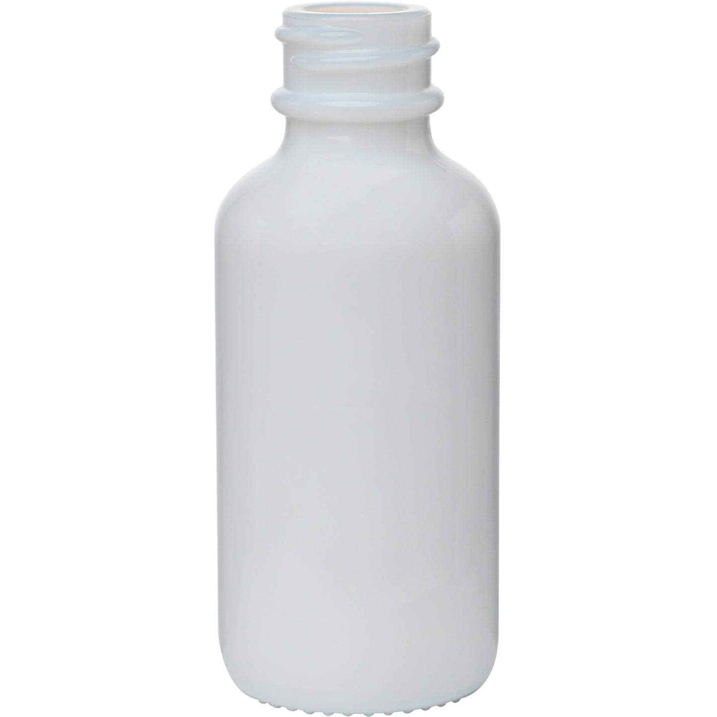 1 oz (30 ml) Opal White Glass Boston Round Bottles 20-400 Neck Finish body
