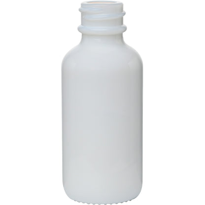 1 oz (30 ml) Opal White Glass Boston Round Bottles 20-400 Neck Finish body