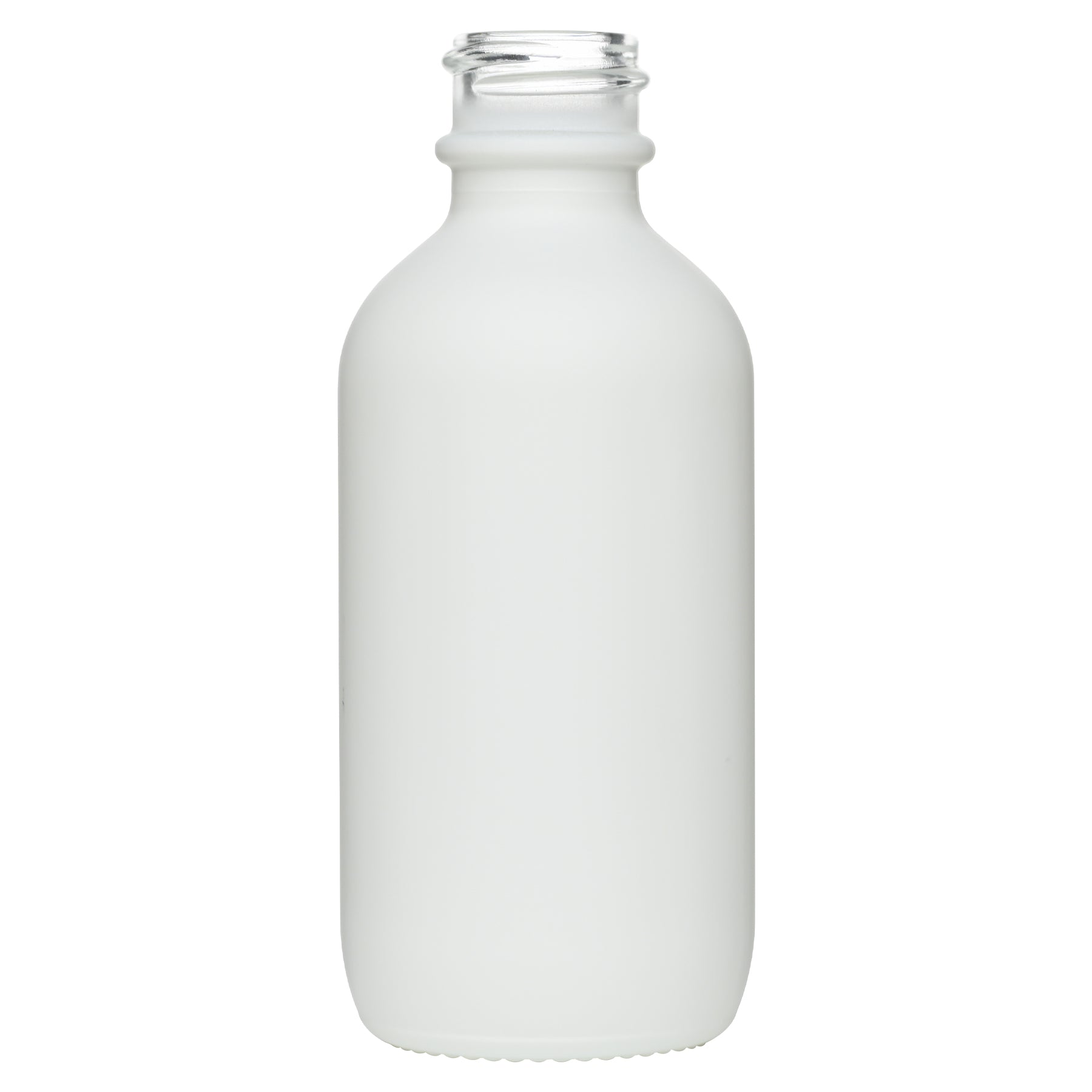 2 oz (60 ml) Matte White Glass Boston Round Bottles 20-400 Neck Finish
