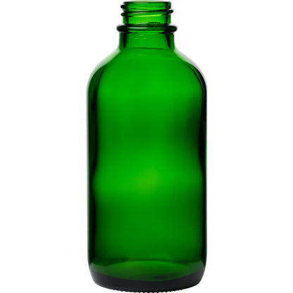 4 oz (120 ml) Green Glass Boston Round Bottles 22-400 Neck Finish body