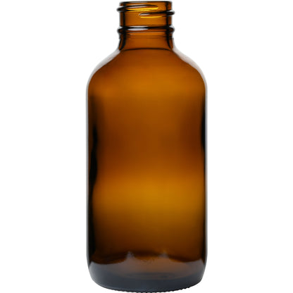 4 oz (120 ml) Amber Glass Boston Round Bottles 24-400 Neck Finish body