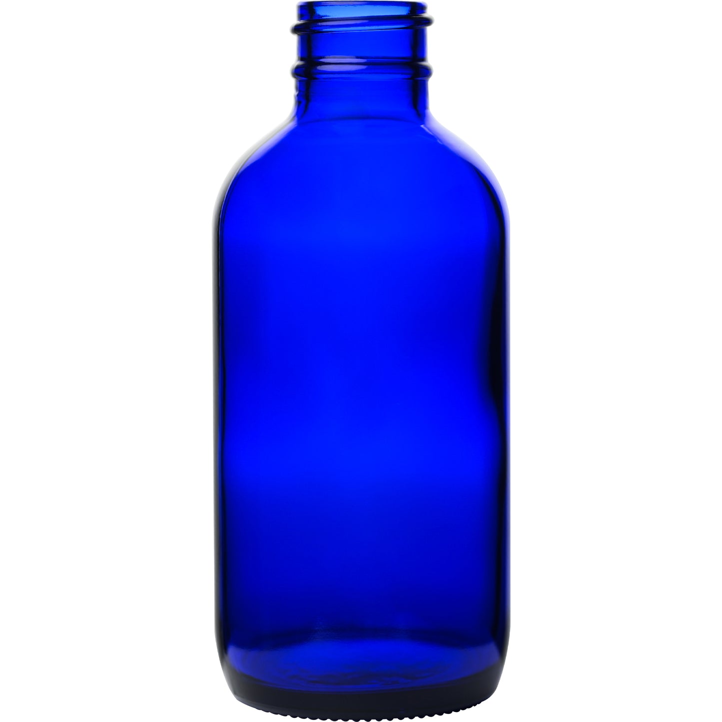 4 oz (120 ml) Cobalt Blue Glass Boston Round Bottles 24-400 Neck Finish body