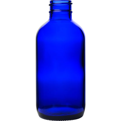 4 oz (120 ml) Cobalt Blue Glass Boston Round Bottles 24-400 Neck Finish body