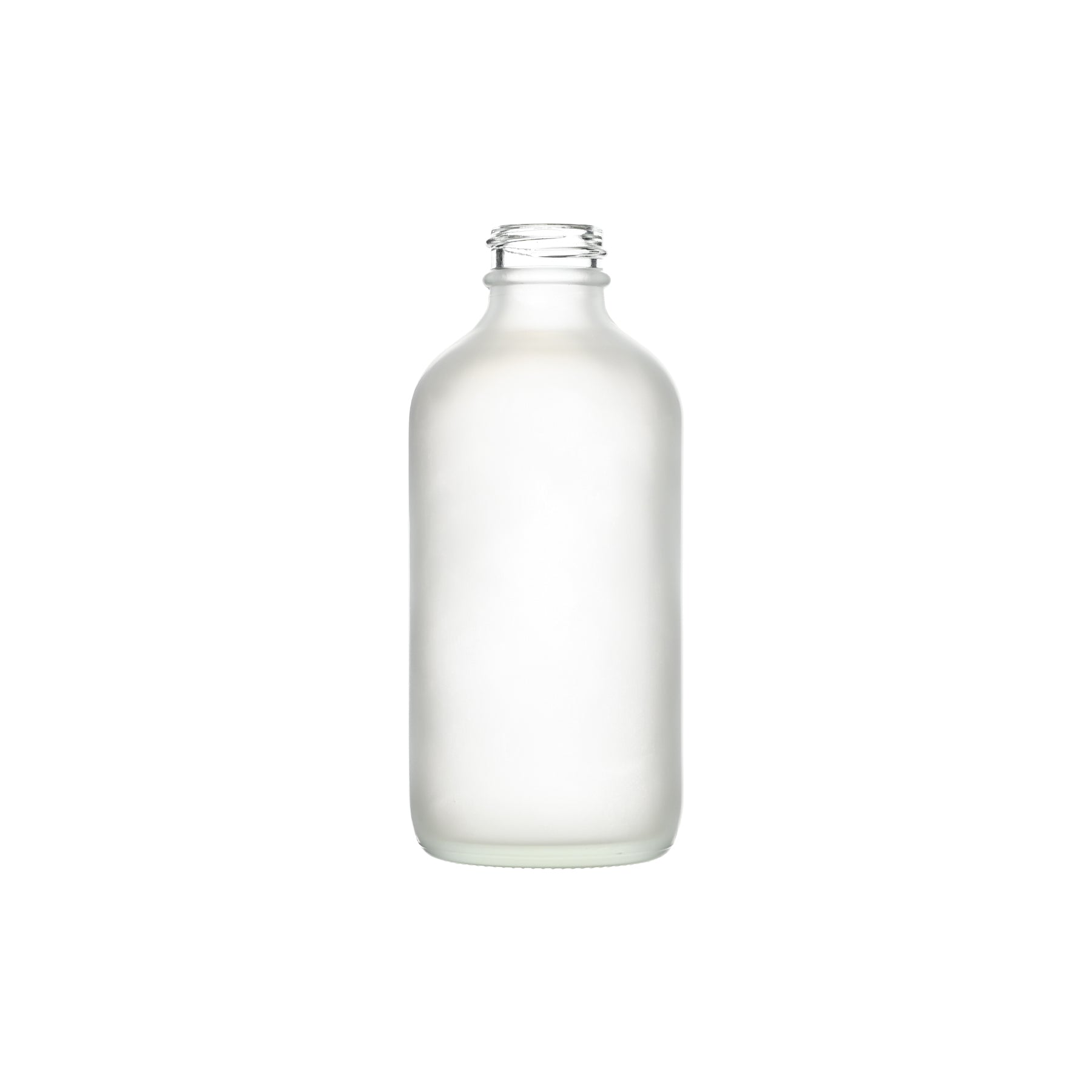 8 oz Clear Frosted Boston Round Glass Bottle with 28-400 Neck Finish