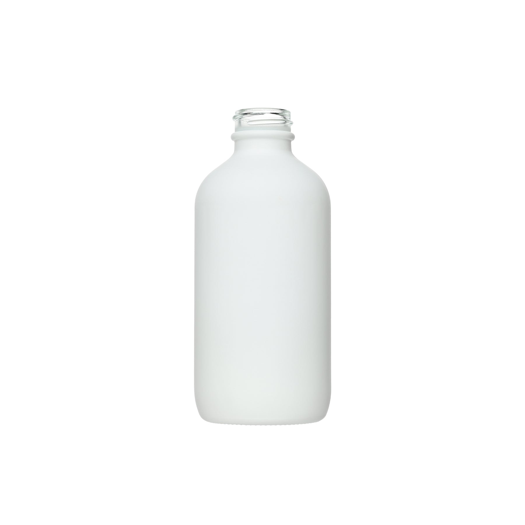 8 oz Matte White Boston Round Glass Bottle with 28-400 Neck Finish