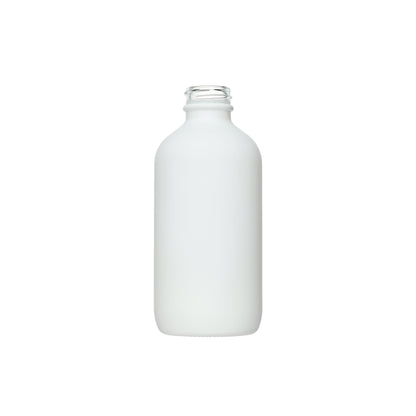 8 oz Matte White Boston Round Glass Bottle with 28-400 Neck Finish