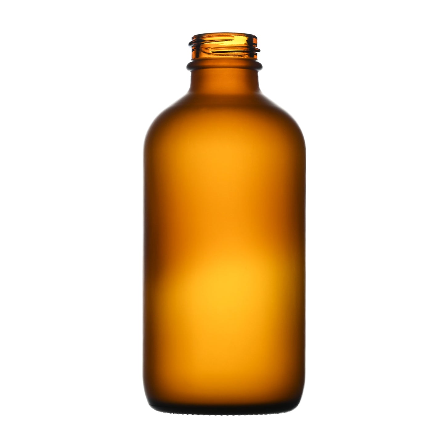 240ml Amber Frosted Boston Round Glass Bottle with 28-400 Neck Finish