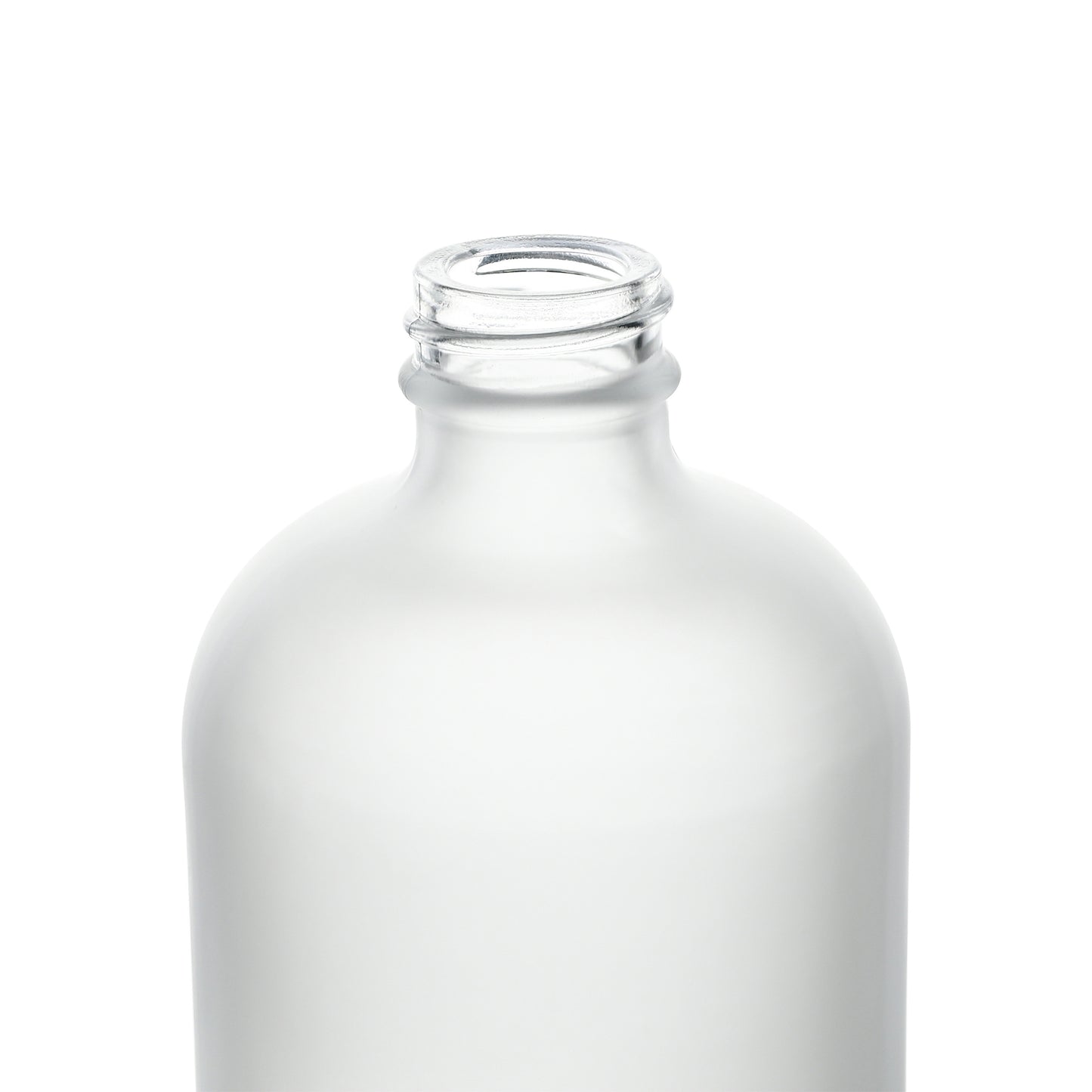 16 oz Frosted Clear Glass Boston Round Bottles 28-400 Neck Finish