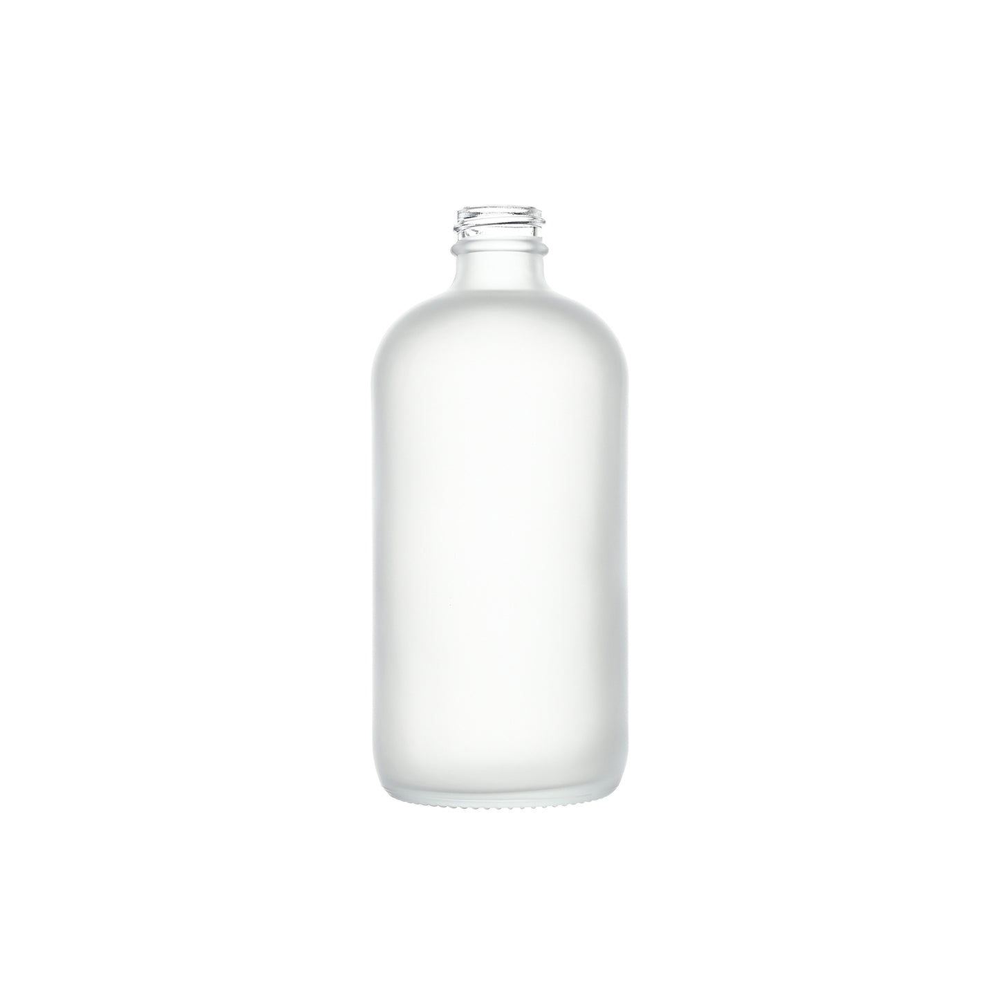 16 oz Frosted Clear Glass Boston Round Bottles 28-400 Neck Finish