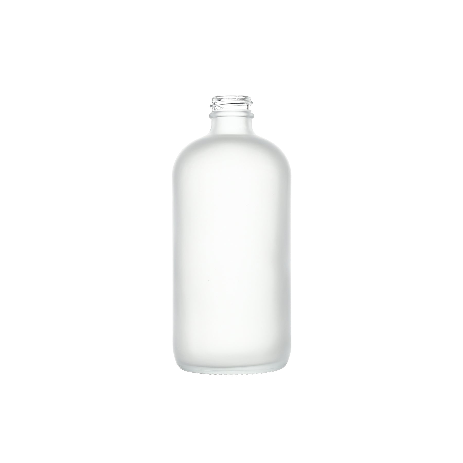 16 oz Frosted Clear Glass Boston Round Bottles 28-400 Neck Finish