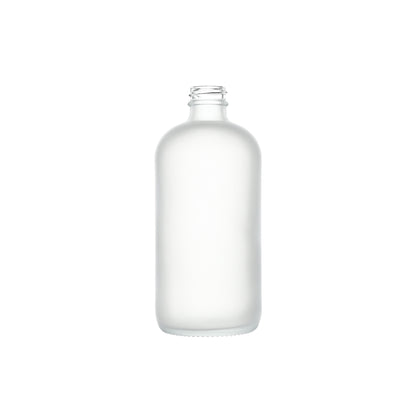 16 oz Frosted Clear Glass Boston Round Bottles 28-400 Neck Finish