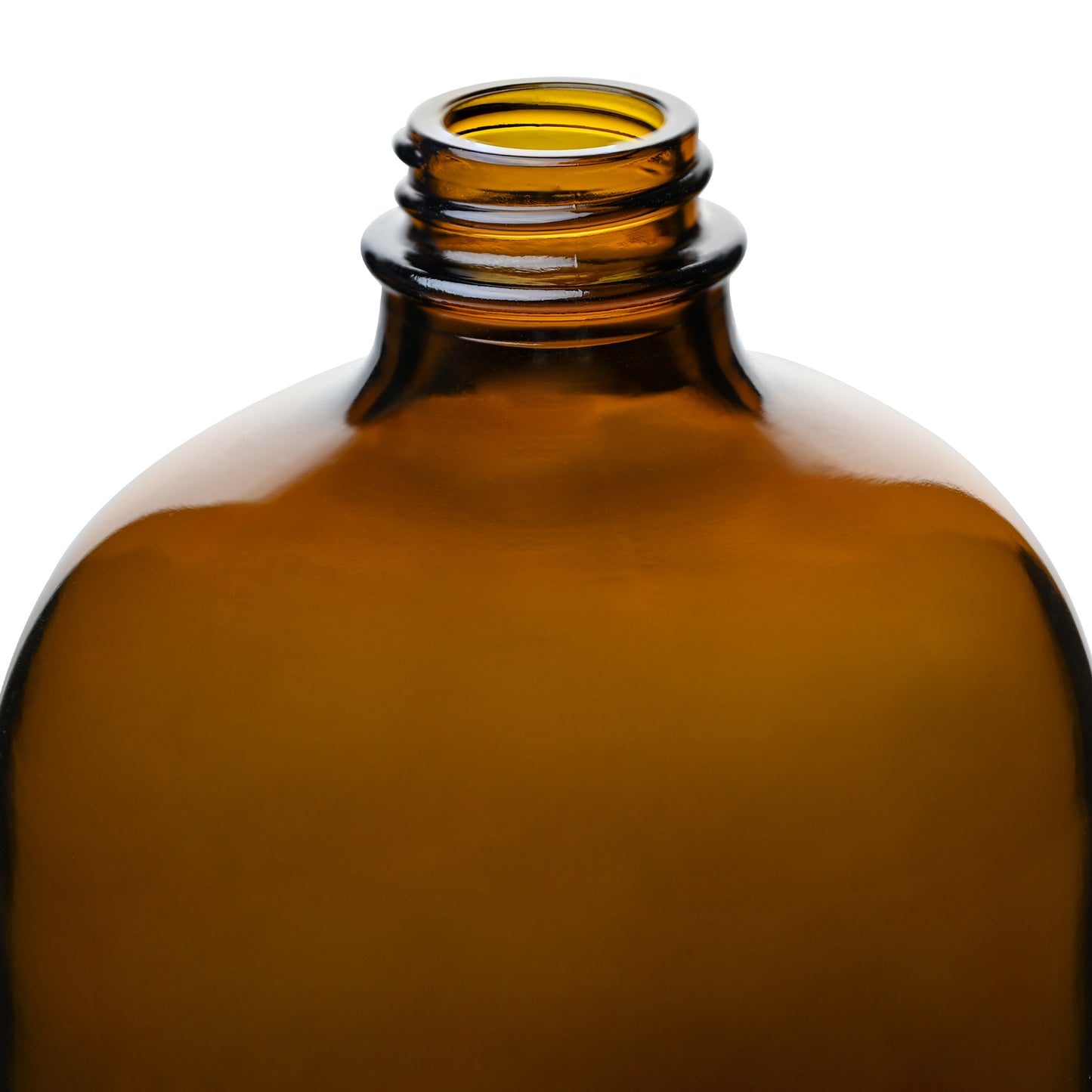 32 oz (960 ml) Amber Boston Round Glass Bottle with 28-400 Neck Finish neck thread