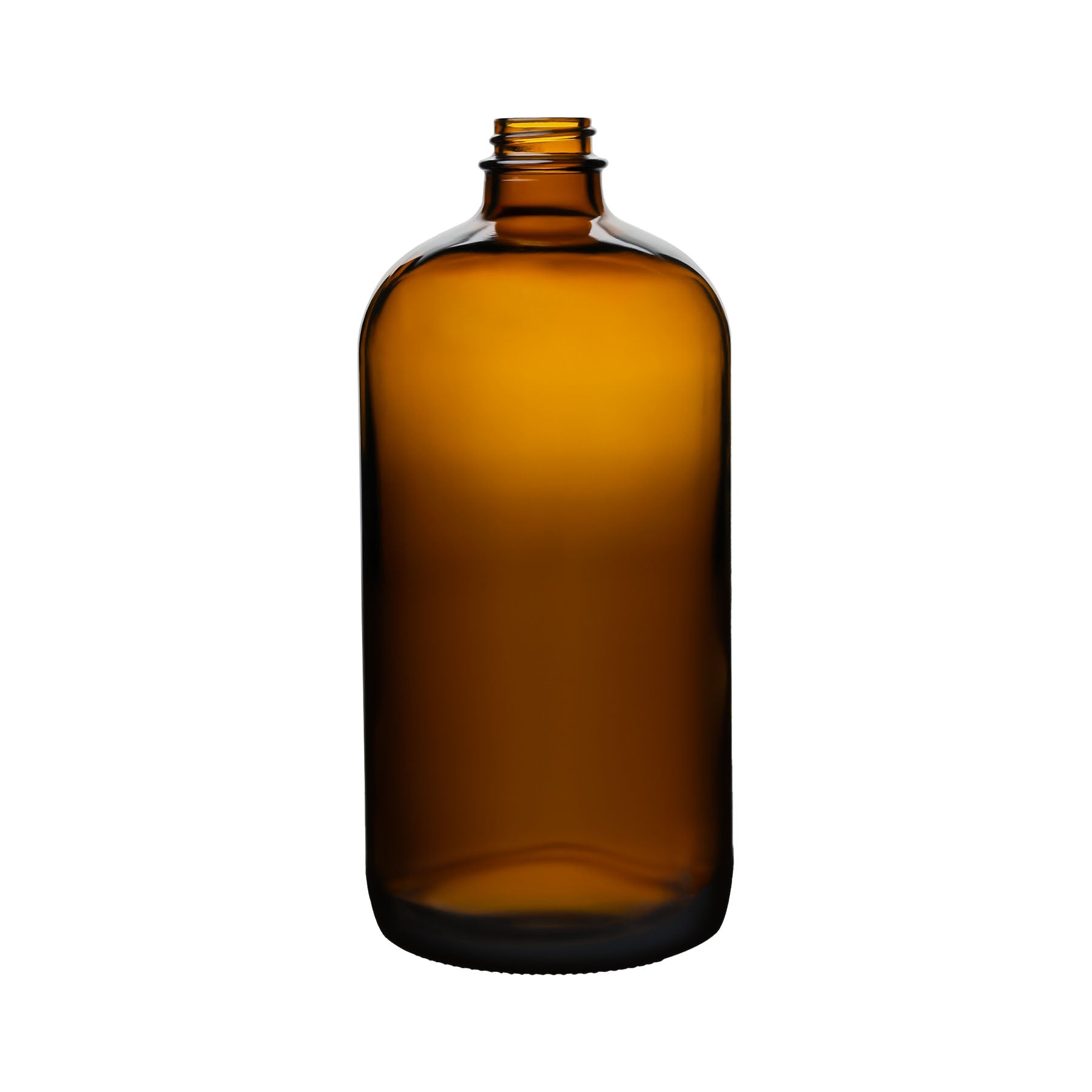 32 oz Amber Boston Round Glass Bottle with 28-400 Neck Finish