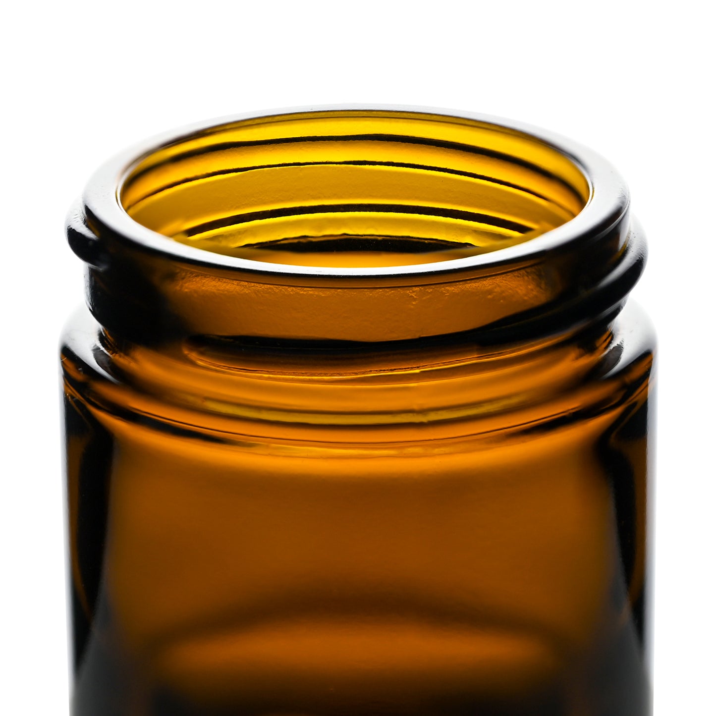 1 oz Amber Straight Sided Glass Jar with 43-400 Neck Finish tilted view