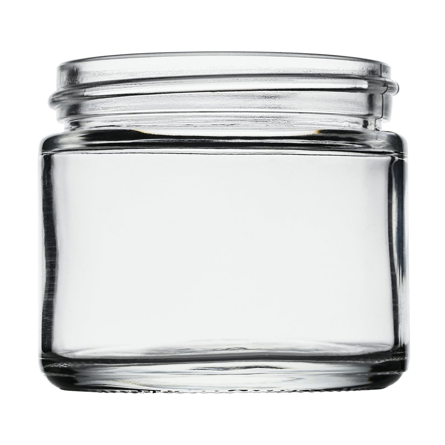 2 oz Clear Straight Sided Glass Jar with 53-400 Neck Finish side view