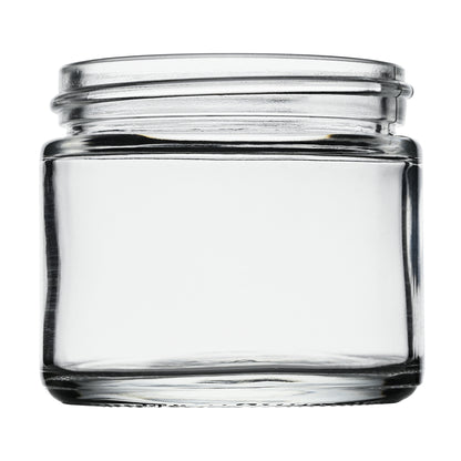 2 oz Clear Straight Sided Glass Jar with 53-400 Neck Finish side view