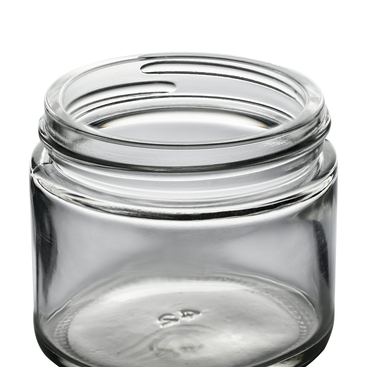 2 oz Clear Straight Sided Glass Jar with 53-400 Neck Finish tilted view