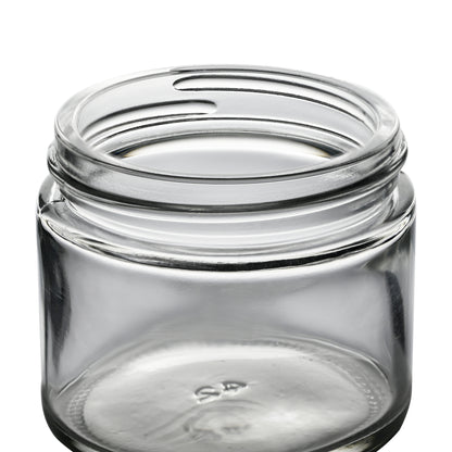 2 oz Clear Straight Sided Glass Jar with 53-400 Neck Finish tilted view