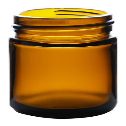 2 oz Amber Straight Sided Glass Jar with 53-400 Neck Finish side view