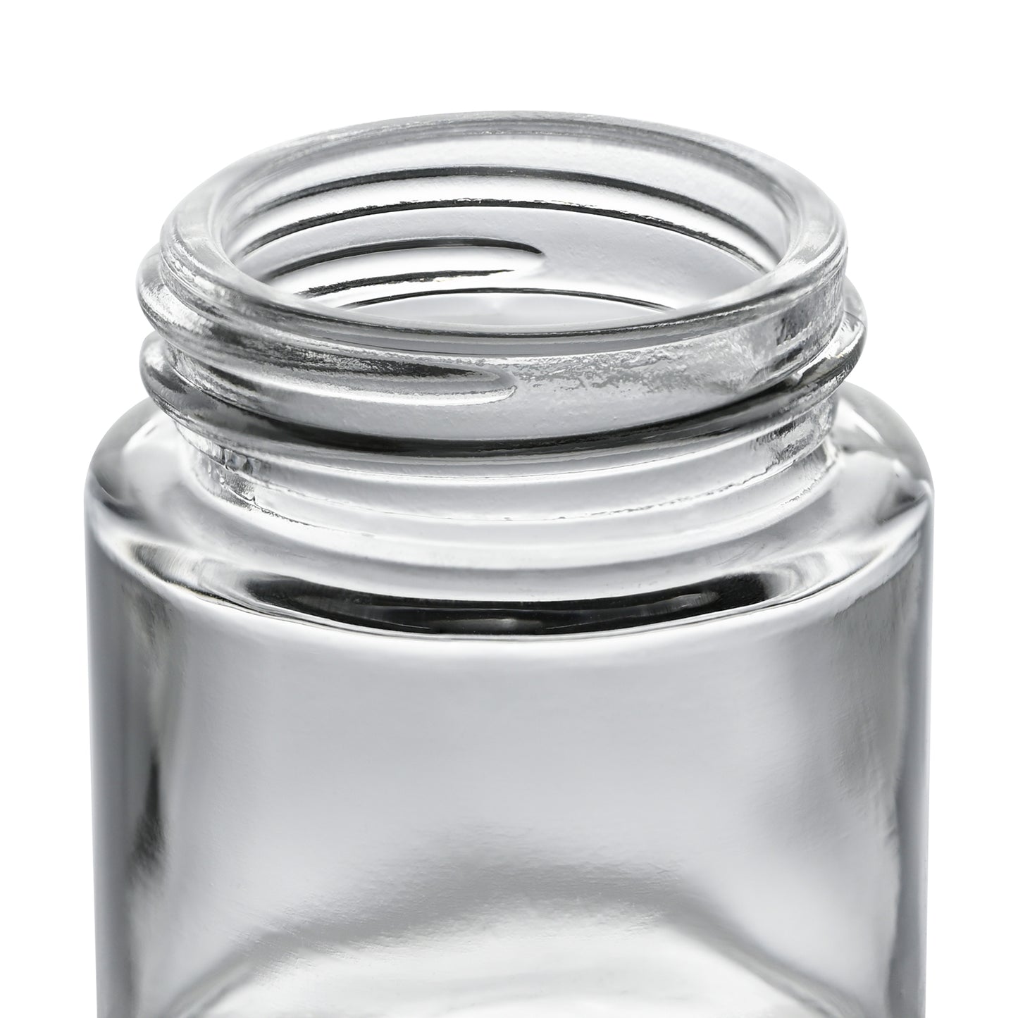 1 oz Clear Straight Sided Glass Jar with 38-400 Neck Finish tilted view