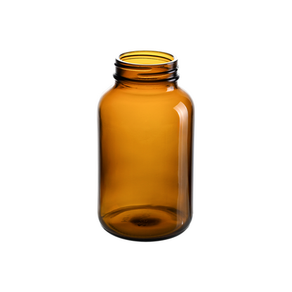 250cc Amber Glass Wide Mouth Packer Bottles with 45-400 Neck Finish