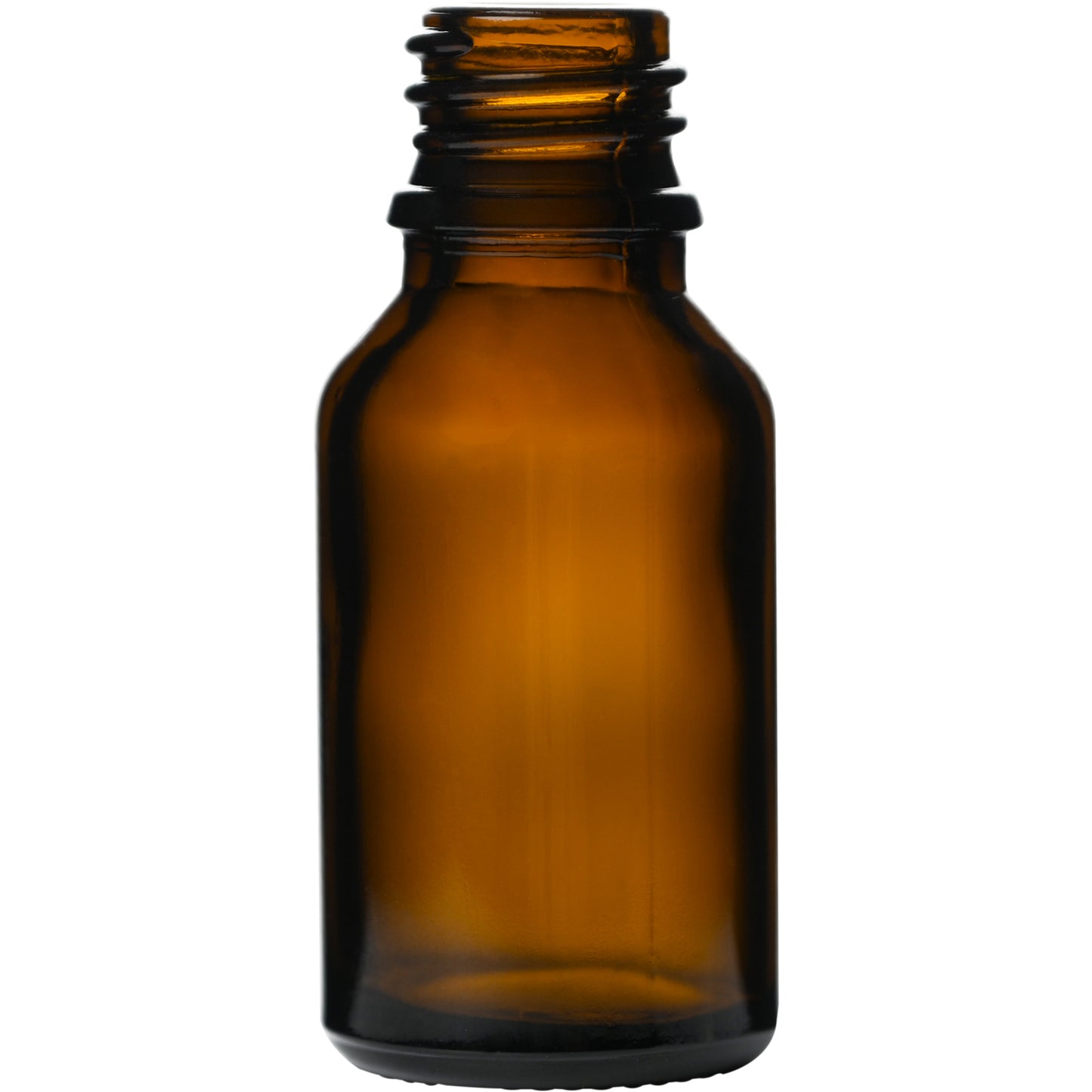 0.5 oz (15 ml) Amber Glass Euro Round Bottles 18 mm Neck Finish body